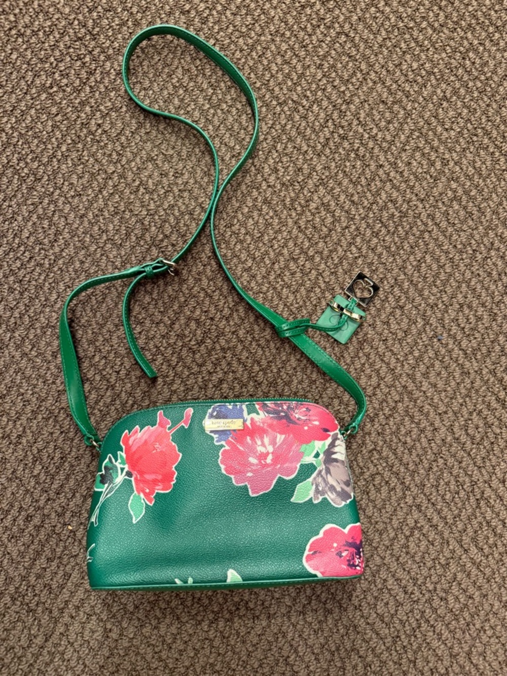 kate spade Green Floral Crossbody Bag with Red & Pink Blooms